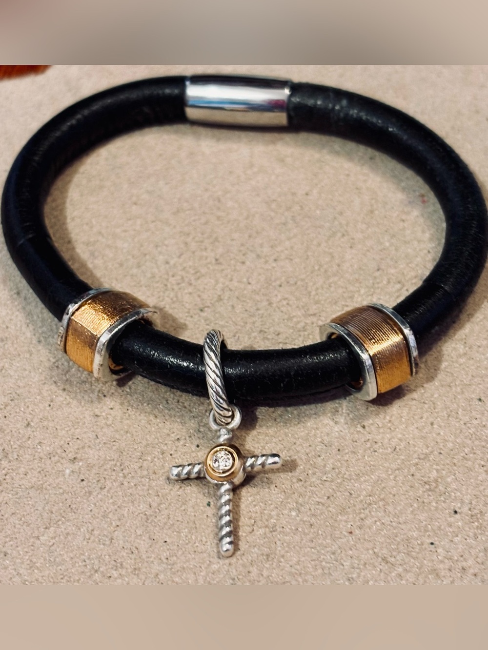 🆕Listing! Brighton cross charm in Silver with crystal and gold accents Retired - Picture 5 of 5